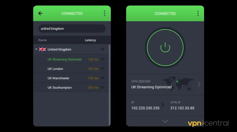 connect pia vpn to a uk streaming server