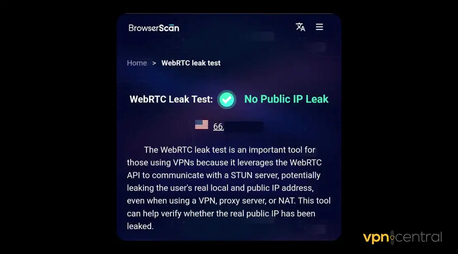 bigmama vpn webrtc leak test