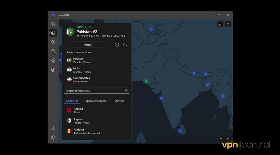 connect nordvpn to pakistan