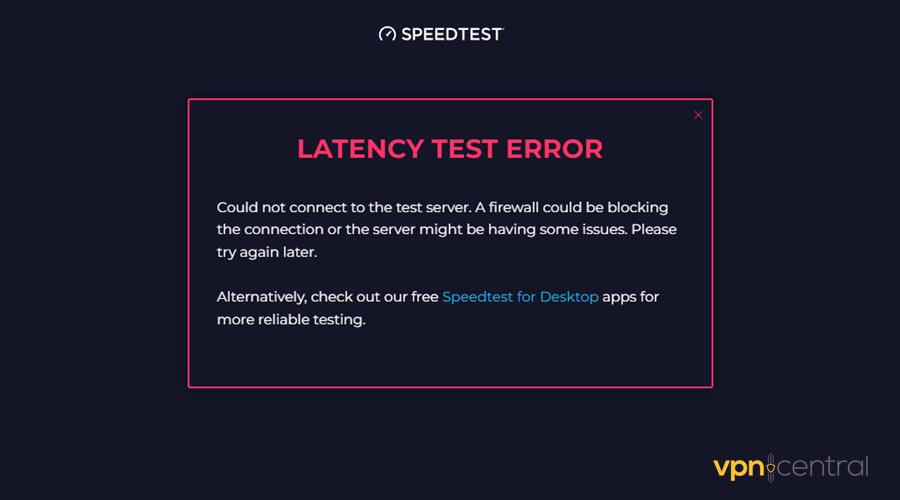 speedtest error