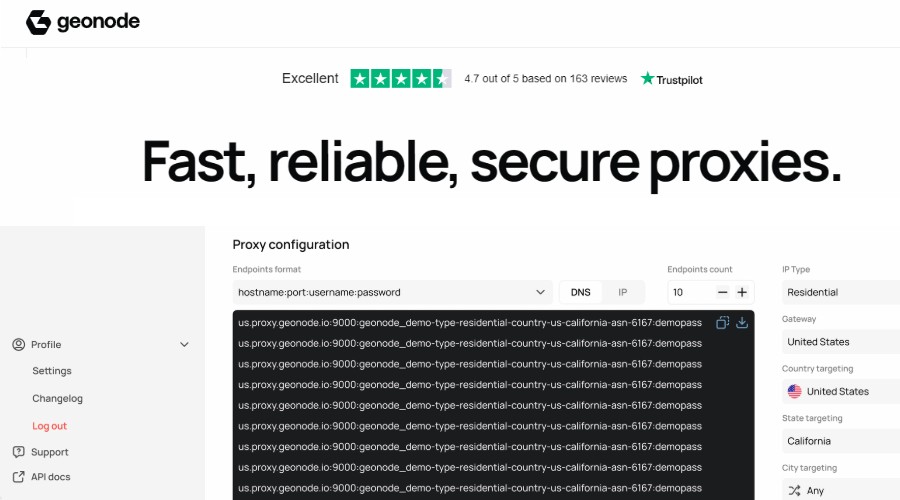 GeoNode SOCKS5 proxies