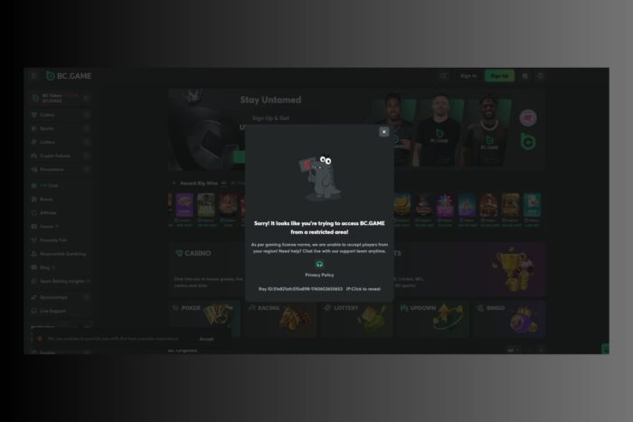 bc game not working with vpn