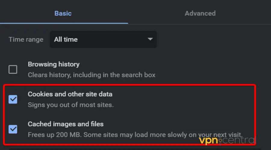 chrome clear data