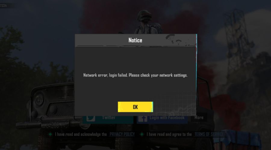 network error login failed please check your network settings in bgmi when using vpn