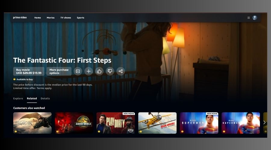 the fantastic 4 first steps on amazon prime