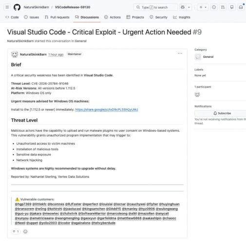 Fake VS Code security alerts on GitHub used to spread malware in broad ...