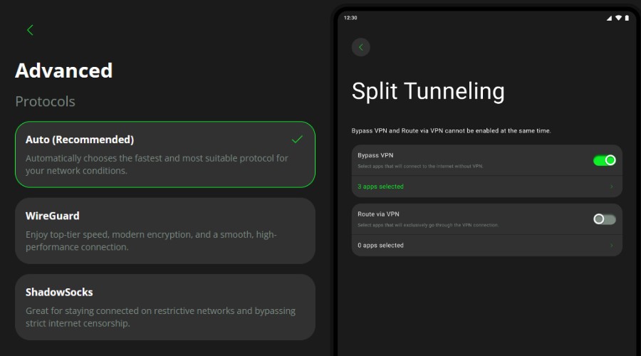Toggle VPN Features